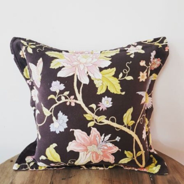 Printed Summer Floral Scatter Pillow - Floral/Black 